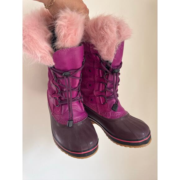 SOREL Youth Joan of Arctic Waterproof Faux Fur Winter Boots - Pink, US 2 - Picture 7 of 7